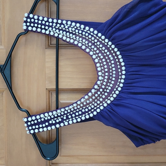 Beaded Pearl Neckline Dress - Picture 4 of 9